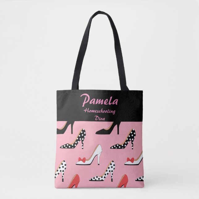 Homeschooling Diva Pink and black Tote Bag (Front)
