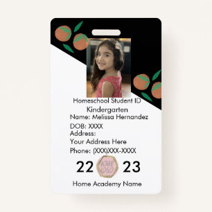 Homeschooling School ID Oranges Photo Badge ID Badge