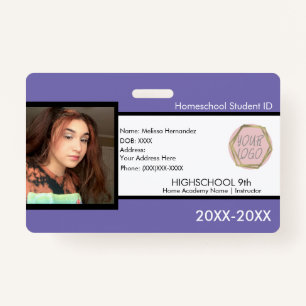 Homeschooling School ID Purple Badge ID Badge