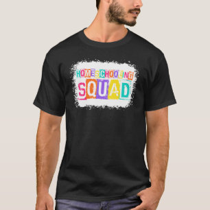 Homeschooling Squad Colourful Bleached Back To Sch T-Shirt