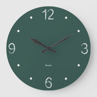 Homeschooling Study Room Wall Chalkboard Green  Large Clock