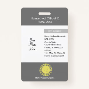 Homeschooling Unschooling Private Student Badge ID Badge