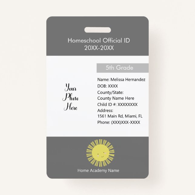 Homeschooling Unschooling Private Student Badge ID Badge (Front)