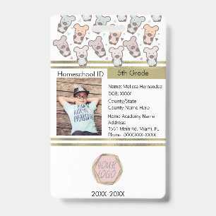 Homeschooling Unschooling Private Student Bear ID Badge