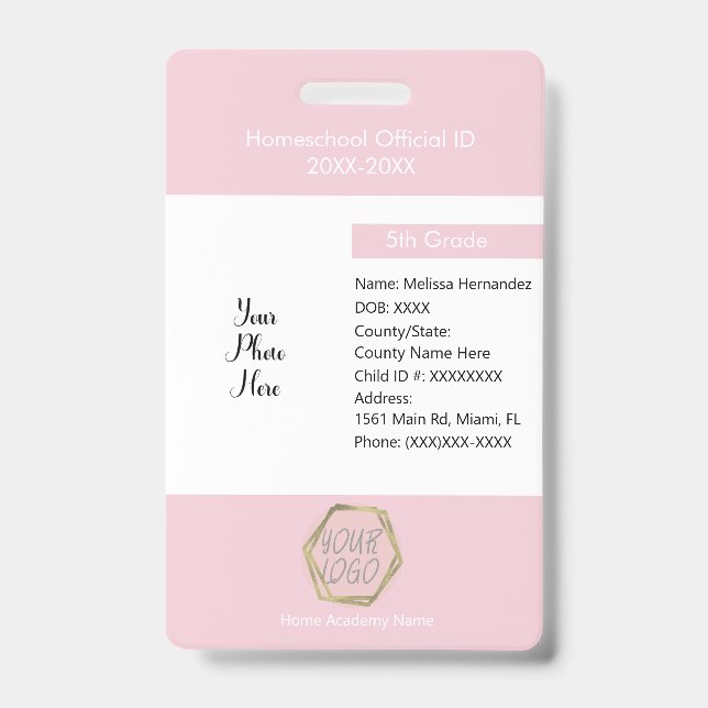 Homeschooling Unschooling Private Student Logo ID Badge (Front)