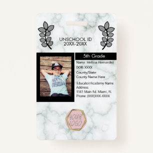 Homeschooling Unschooling Private Student Marble ID Badge