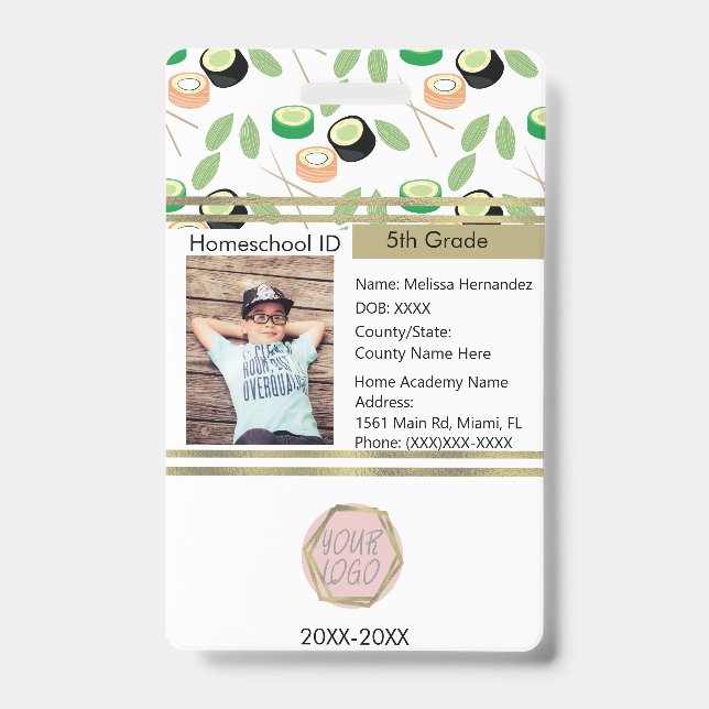 Homeschooling Unschooling Private Student Sushi ID Badge (Front)