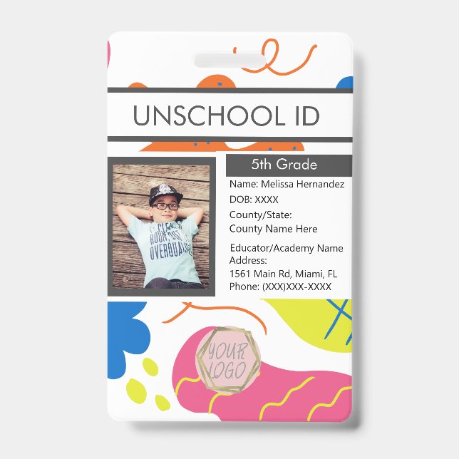 Homeschooling Unschooling Student Fun ID Badge (Front)