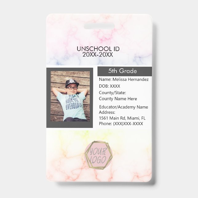 Homeschooling Unschooling Student Rainbow ID Badge (Front)