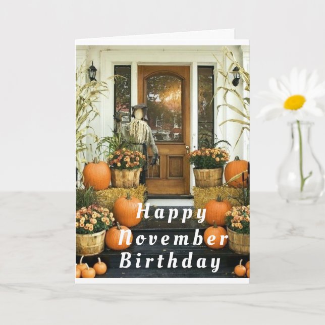 HOMESPUN GREETING *HAPPY NOVEMBER BIRTHDAY* CARD (Small Plant)