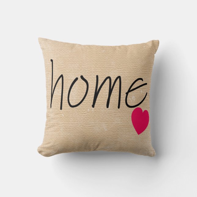 Homespun Look HOME Pillow with Heart (Front)