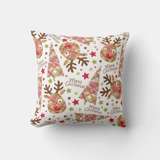 Homespun Patchwork Merry Christmas Cushion (Front)