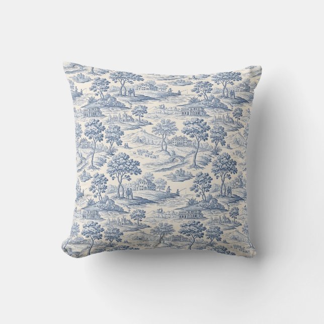 Homestead Blue Toile Cushion (Front)
