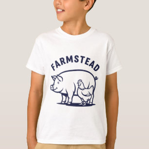 Homestead Farmstead Pig And Chicken Animal Design T-Shirt