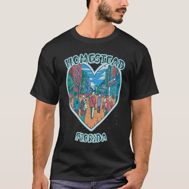 Homestead In Florida Travel Souvenir Heart T-Shirt (Front)