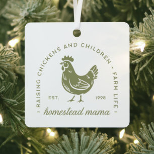 Homestead mum chicken lover cottagecore farm green metal tree decoration