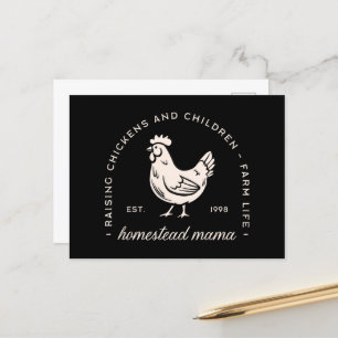 Homestead mum raising chickens and children funny holiday postcard