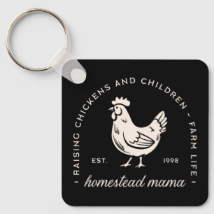 Homestead mum raising chickens and children funny key ring