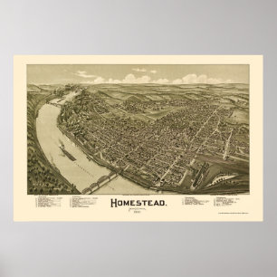 Homestead, PA Panoramic Map - 1902 Poster