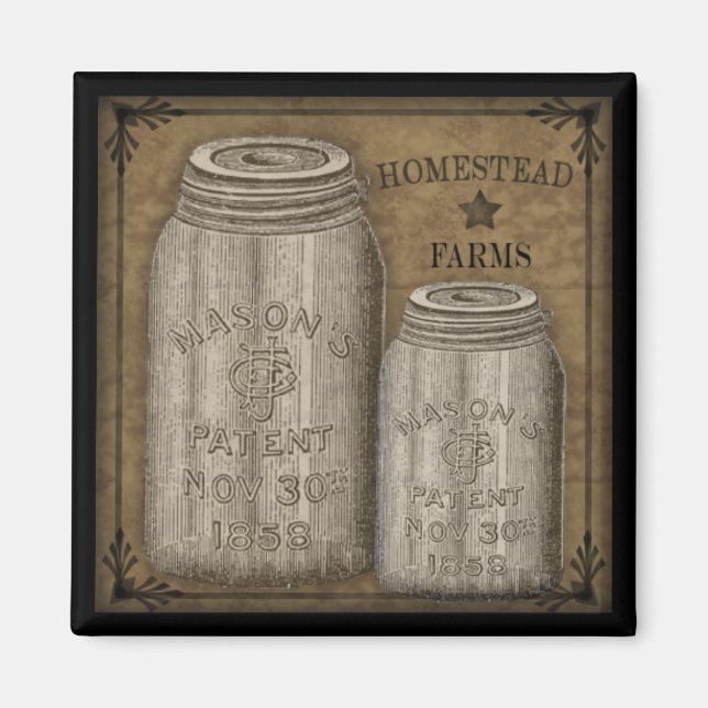 Homestead Primitive Canning Jar Magnet (Front)
