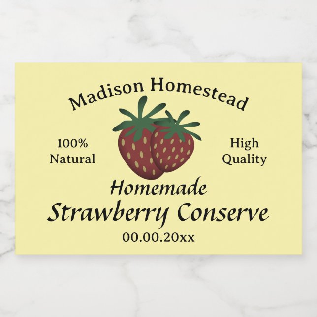 Homestead Strawberry Conserve Jelly template Food Label (Single Label)
