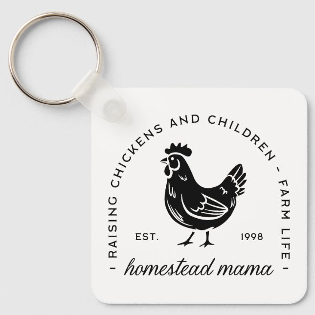 Homesteader chicken mama sahm funny mum quotes key ring (Front)
