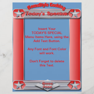 Homestyle Cooking TODAY'S SPECIAL Insert Flyer