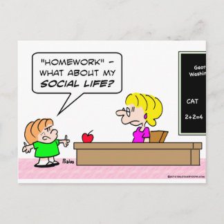 homework kid teacher school social life postcard