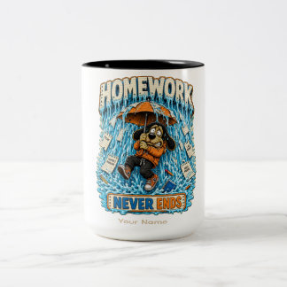 Homework Never Ends Personalised Funny Teacher T-S Two-Tone Coffee Mug