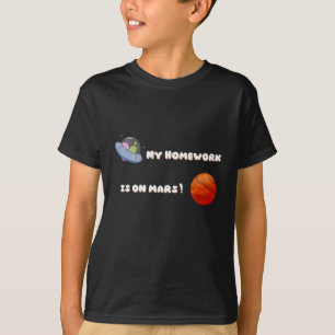 "Homework On Mars" Funny Kids Alien T-Shirt