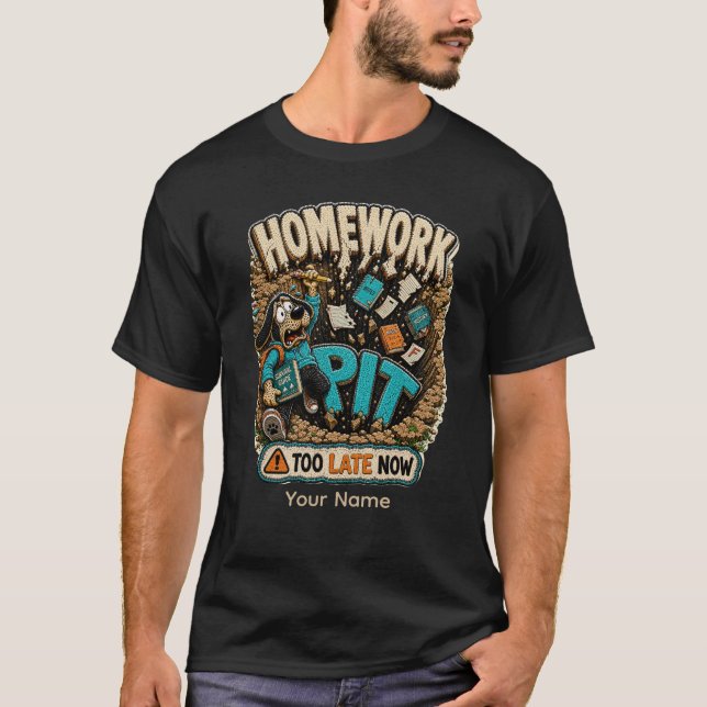 Homework Pit Funny Student Personalised T-Shirt (Front)