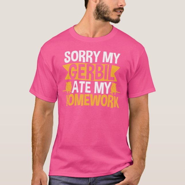 Homework School Funny Gerbil T-Shirt (Front)