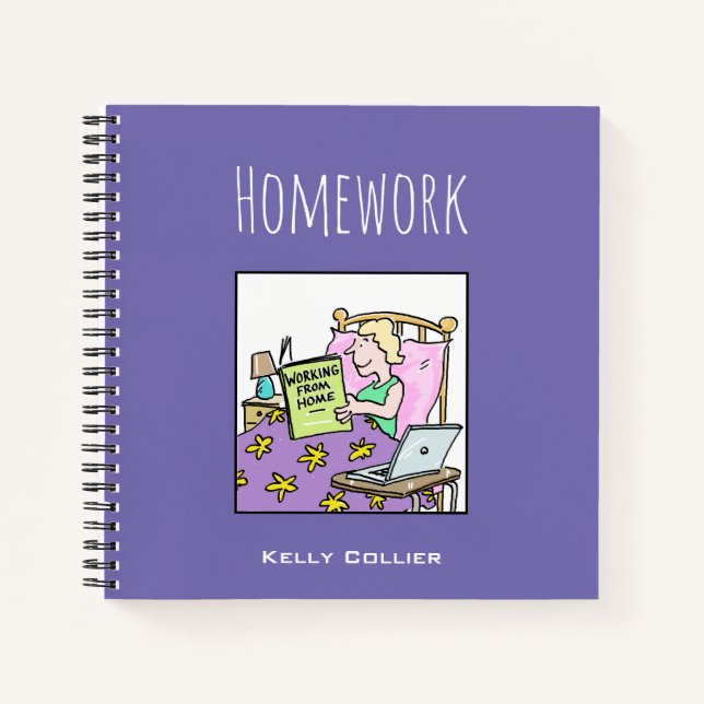 Homeworker Working from Home, with Name Notebook (Front)