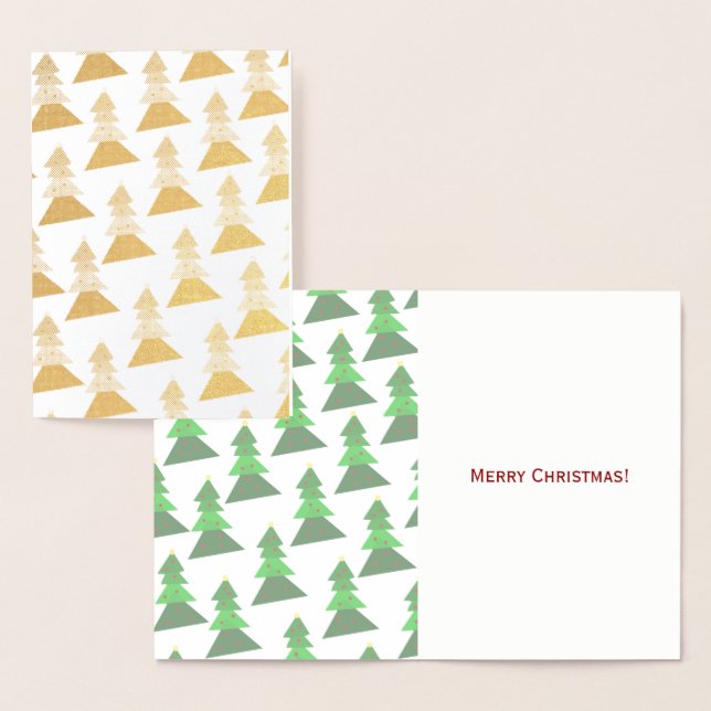 Homey Christmas Tree Pattern Merry Christmas Gold Foil Card (Display)