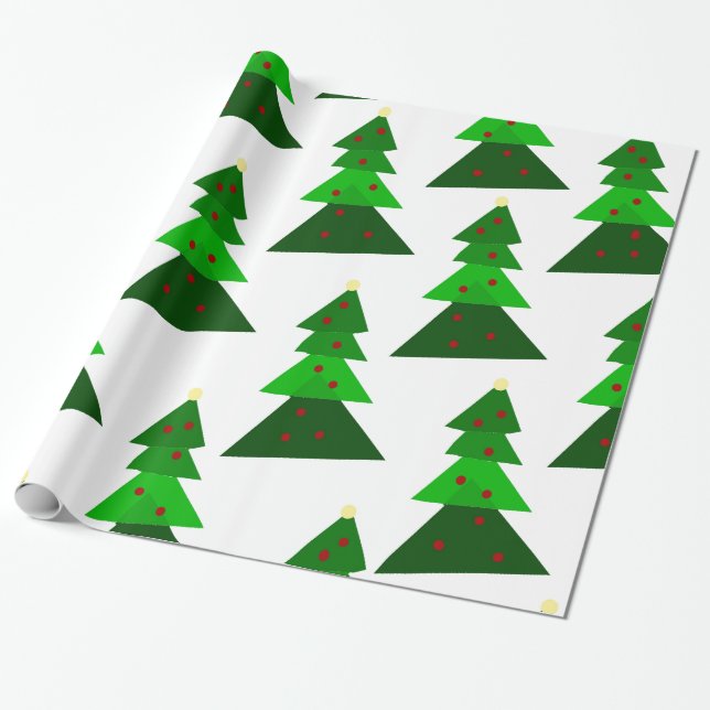 Homey Christmas Tree Pattern Wrapping Paper (Unrolled)