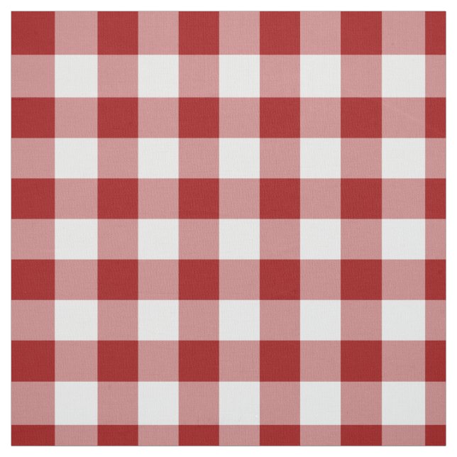 Homey Red and White Gingham Plaid Fabric (Swatch)