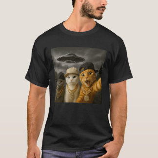 Homies Funny Cat Selfie UFO Hip Hop Rap Men Women T-Shirt