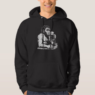 Homo erectus is drinking beer in the pub hoodie