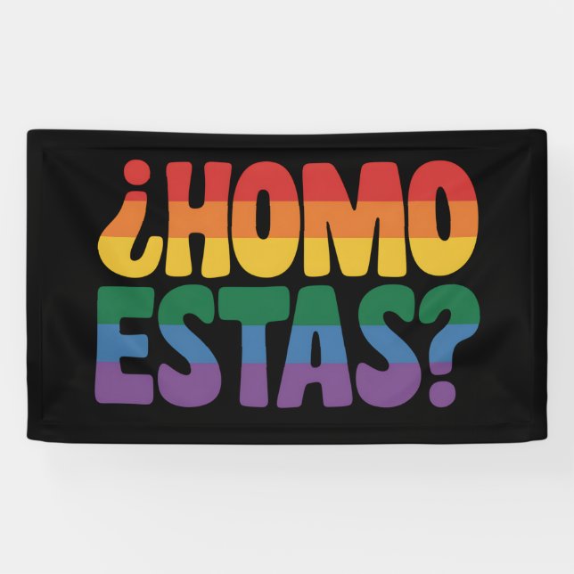 Homo Estas Funny Spanish Mexican Gay Ally LGBTQ Banner (Horizontal)