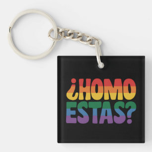 Homo Estas Funny Spanish Mexican Gay Ally LGBTQ Key Ring