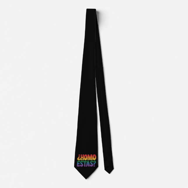 Homo Estas Funny Spanish Mexican Gay Ally LGBTQ Tie (Front)