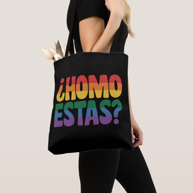 Homo Estas Funny Spanish Mexican Gay Ally LGBTQ Tote Bag (Close Up)