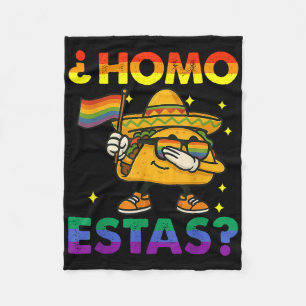 Homo Estas Spanish Mexican Funny Gay Pride Ally Lg Fleece Blanket
