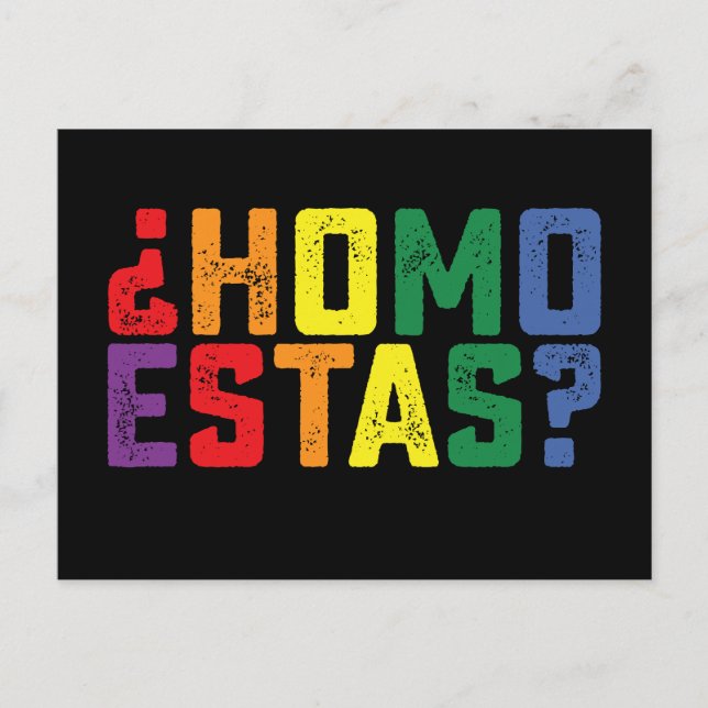 Homo Estas Spanish Mexican Funny Gay Pride LGBTQ Postcard (Front)