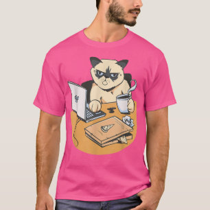 Homo Office Cat with Coffee on a Computer T-Shirt