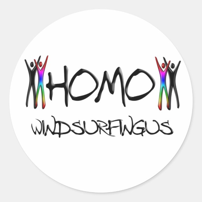 Homo wind surfing classic round sticker (Front)