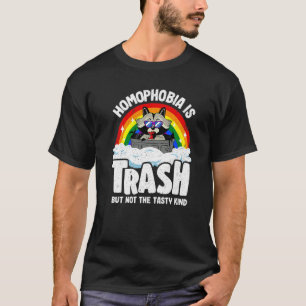 Homophobia Is Trash Racoon Rainbow Flag Gay Pride T-Shirt