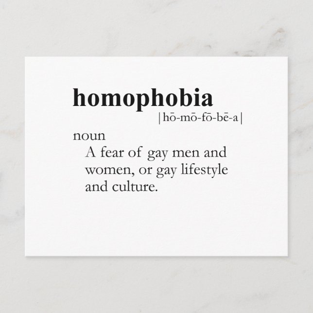 HOMOPHOBIC (definition) Postcard (Front)