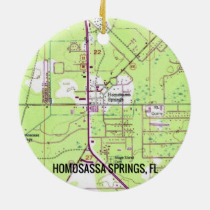 Homosassa Springs FL Map Ceramic Tree Decoration