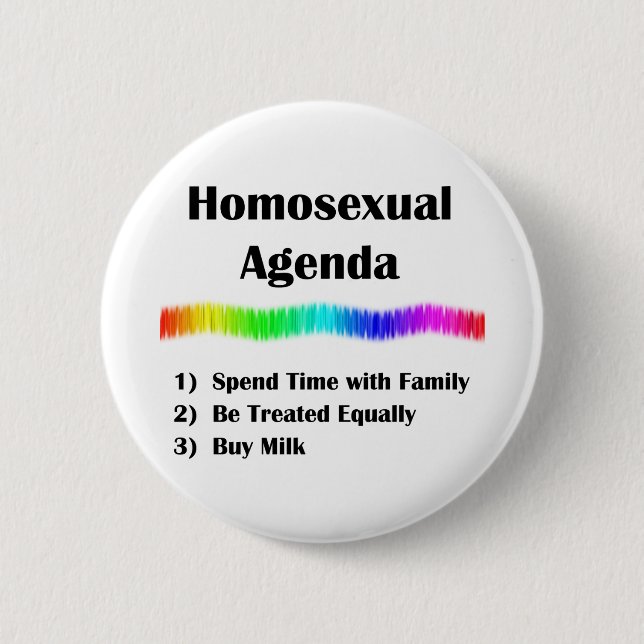 Homosexual Agenda 6 Cm Round Badge (Front)